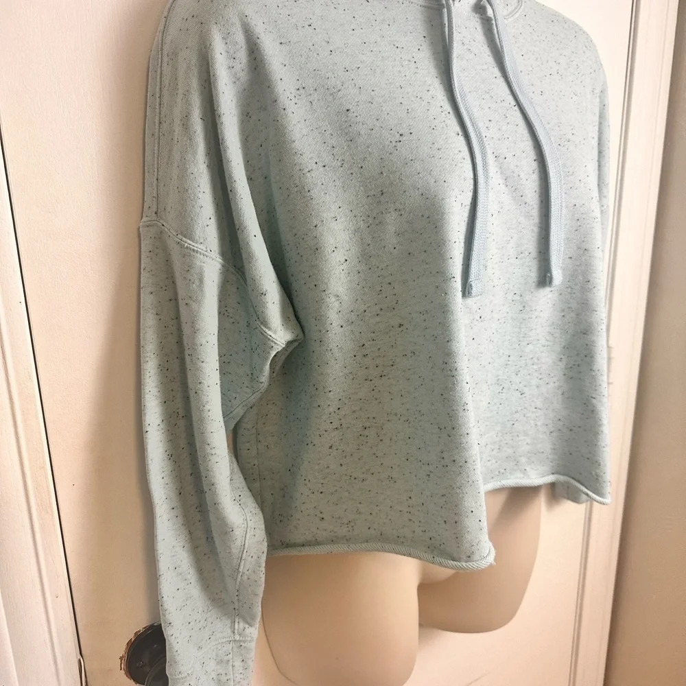 Calvin Klein logo cropped fit light blue speckled hoodie casual & comfy XL #0810 - Picture 4 of 10